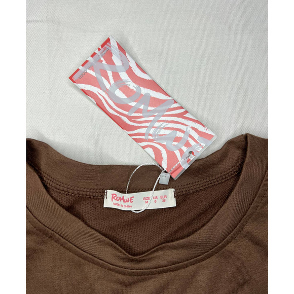 NWT Romwe Brown Light Weight Sweatshirt Long Sleeve Rich Brown with Butterfly M - Picture 9 of 9